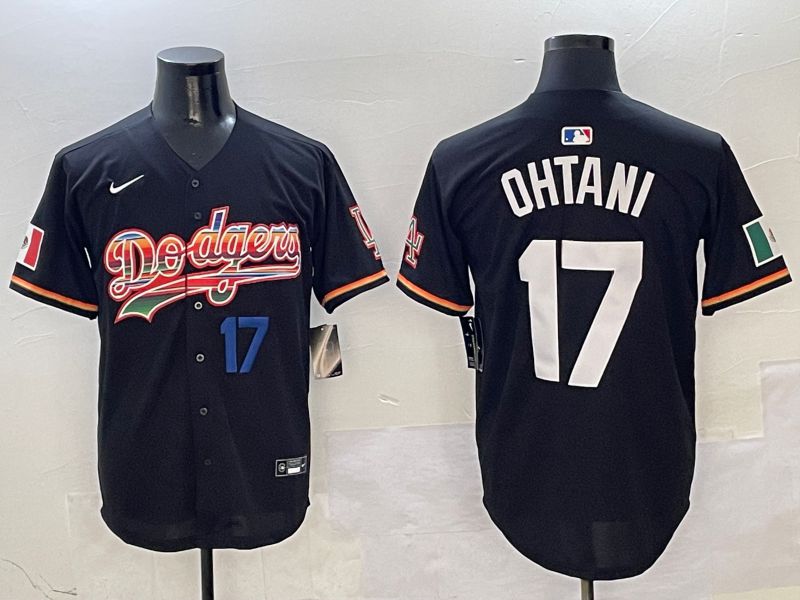Men Los Angeles Dodgers #17 Ohtani Black rainbow Nike 2025 MLB Jersey style 2->los angeles dodgers->MLB Jersey